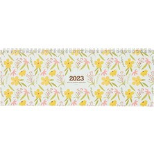 Sevimle Store Color 2023 Aj-65 Haftalık Masa Ajandası, Sarı Çiçek, 12X33,5 cm