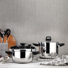 Sevimle Store Schafer Compact Düdüklü Tencere Seti, Siyah, 2'li, 4 Parça