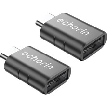 Sevimle Store (Ikili) Otg Akıllı Giriş USB 3.0 To Type-C Dönüştürücü Adaptör Çevirici 5gbps, iPhone 16, Pro, Pro Max, M2, M3, M4 MacBook Pro, Air, iPad Pro ve Galaxy S25, S24, S23 ve Tabletler ile Uyumlu