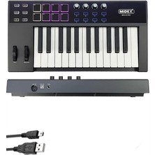 Sevimle Store Midi-25 Pro Midi Klavye 25 Tuşlu Midi Keyboard 8 Pad