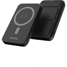 Sevimle Store Magsafe Ile Uyumlu Kablosuz Powerbank, 5000 Mah, Taşınabilir Şarj Cihazı, Stand Özellikli, Usb-C ve Usb-A Çıkışlı, Hızlı Şarj, Li-Po, DLP9701C, Akım Korumalı (Siyah)