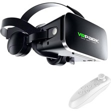 Sevimle Store Vrpark J50 Bluetooth Kulaklıklı 3D Sanal Gerçeklik Gözlüğü+ Vr Kablosuz Bluetooth KUMANDA-AL4754