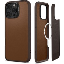 Sevimle Store Ciel By Cyrıll iPhone 16 Pro Max ile Uyumlu Magsafe Kılıf Kajuk Mag Hava Kanalı Teknolojisi Askeri Sınıf Koruma Saddle Brown Vegan Deri Kapak - ACS08397