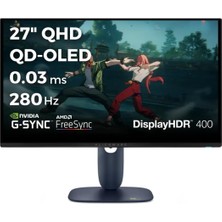Sevimle Store Alienware AW2725D 27 2560X1440 Qhd 280Hz 0.03 Ms HDMI Dp Type-C True Black 400 Qd-Oled Monitör