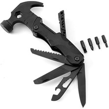 Sevimle Store Çok Fonksiyonlu Çekiç Çakı Çantalı Kamp Outdoor Testere Tornavida Seti Siyah