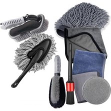 Sevimle Store Profesyonel Mikrofiber 9 Parça Araç Temizleme Seti Araç Lastik Torpido Jant Yıkama Seti Araç Fırca Seti