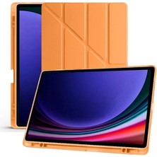 Sevimle Store Galaxy Tab S6 Lite 2024 P610 P617 P620 10.4 Kalem Bölmeli, Smart Cover, Stand Özellikli, Pu Deri Koruyucu Kılıf (S Pen Uyumlu) (Turuncu)