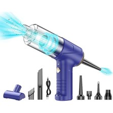 Sevimle Store Araba Süpürgesi Dahili Işıklı Taşınabilir Kablosuz, Şarj Edilebilir Süpürge, 18000 Pa Yüksek Güçlü Fırçasız Motor, 4000MAH, Ev, Ofis, Bilgisayar Için Çoklu Başlıklı LT-145 Lacivert