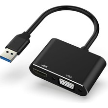 Sevimle Store USB - HDMI VGA Adaptörü, 1080P USB 3.0/2.0 - HDMI VGA Dönüştürücü, USB Erkek - HDMI VGA Dişi Windows Xp/7/8/8.1/10/11, Mac, Android Cihazlar ile Uyumlu