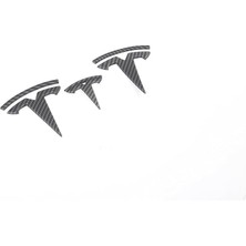 Sevimle Store Tesla Model Y ile Uyumlu T Logosu (Ön Kaput + Arka Bagaj + Direksiyon Simit) Mat Karbon