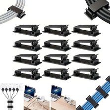 Sevimle Store 12 Adet Kablo Düzenleyici Klips Seti Yapışkanlı Kablo Kanalı Organizer Masa Ofis Kablo Toplayıcı (Siyah Veya Beyaz Gönderilir)