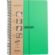 Sevimle Store Infinity Primary Serisi, A4, 5 Konulu (4 Kareli, 1 Çizgili) 150 Yaprak Pp Kapaklı Spiralli Defter, Yeşil