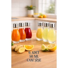 Rotanev 6 Adet 50CC Cam Sızdırmaz Aynalı Gümüş Metal Kapaklı Hediyelik Koku Süs Parfüm Çok Amaçlı Şişe 50ML