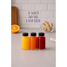 Rotanev 3 Adet 50 ml Şeffaf Küçük Şişe 50 cc Siyah Sızdırmaz Kapaklı Cam Şişe Hediyelik
