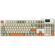 Sevimle Store Ajazz AK35I V3 Kablosuz Mekanik Oyuncu Klavyesi-Gasket Gövde Yapısı Dinamik Rgb-Tft Ekranlı Bej/avakado Switch