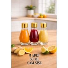 Rotanev 3 Adet 50CC Cam Sızdırmaz Aynalı Gold Metal Kapaklı Hediyelik Koku Süs Parfüm Çok Amaçlı Şişe 50ML