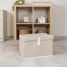 Sevimle Store Home Çok Amaçlı Kapaklı Sandık Tipi Hurç Organizer – Büyük Boy Saklama Kutusu – Dolap Içi, Yatak Altı ve Baza Altı Için Sert ve Dayanıklı Depolama Çözümü – Katlanabilir (Krem, 40X30X26 Cm)