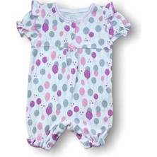 Haye Collection 9-12 12-18 18-24 Ay Cemre Uçan Balon Baskılı Kısa Kollu Kız Bebek Tulumu Ekru