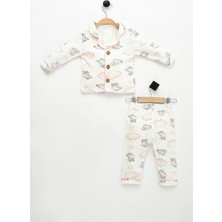 NEU KIDS Sevimli Fil Baskılı Bebe Yaka Uzun Kollu %100 Pamuklu Çocuk Pijama Takımı 1-4 Yaş