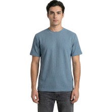 Trender O Yaka Amerikan Pike Erkek T-Shirt 2387 Saks Mavi