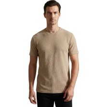 Trender Likralı Petek Süprem Erkek T-Shirt 2639 Vizon