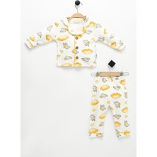 NEU KIDS Sevimli Fil Baskılı Bebe Yaka Uzun Kollu %100 Pamuklu Çocuk Pijama Takımı 1-4 Yaş