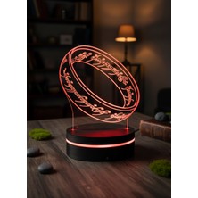 Eymi Design Yüzüklerin Efendisi Tek Yüzük 3D LED Gece Lambası | Kumandalı 10 Renk Dekor Işık