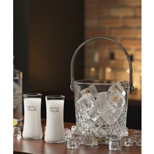 Eşya Dünyası Kristal Kesim Lüks Cam Buz Kovası - Şeffaf Taşıma Saplı & Buz Maşası Hediyeli