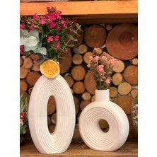 Miray Craft Ikili Geometrik Şekilli Vazo , Dekoratif Obje (Çiçekler Dahil Değildir)