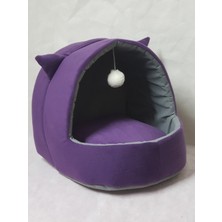 Nerotex Kedi Köpek Yatağı Yuvası Yıkanabilir Kulaklı Mor