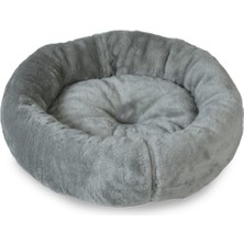 Nerotex Pufy Kedi Köpek Simit Yatağı Gri 60x60