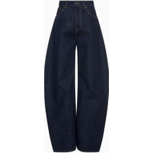 A.w.a.k.e. Mode Kadın Yüksek Bel Lacivert Geniş Paça Jean Pantolon