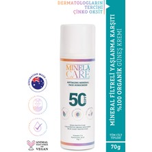 Minela Care Minelacare 100% Organik Mineral Filtreli Yaşlanma Karşıtı C Vitaminli Yüz Güneş Kremi 50SPF 70GR