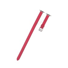 Quse Apple Watch 46MM/45MM/44MM & Series 1-3 42MM Uyumlu Double Tour Slim Deri Kordon Fuşya