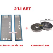 ARC-PART Esty 1190 X6 Inox Aspiratör Alüminyum  Filtre Takımı ( 20,5X47,6 cm / 13X47,6 cm ) + Karbon Filtre - 2'li Set