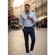 Yusgos Erkek Regular Uzun Kol Kolay Ütülenir Çıtır Desenli Pamuklu Gömle