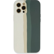 Iphone 12 Kılıf Ebruli Lansman Silikon - Beyaz-Gri