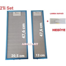 ARC-PART Regal Aspiratör Alüminyum Filtre Takımı 2'li Set ( 20,5X47,6 cm / 13X47,6 cm ) + Lamba Kapağı Hediyeli