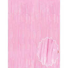 Pembe Püsküllü Kapı Perdesi - Parti, Baby Shower, Cinsiyet Partisi 1x2 M