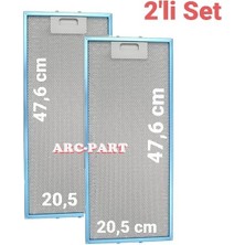 ARC-PART Arçelik P180 Yı Aspiratör Alüminyum Filtre - 2'li Set - 20,5X47,6 cm (2 Adet)