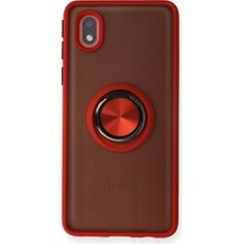 Galaxy A01 Core Kılıf Montreal Yüzüklü Silikon Kapak - Kırmızı