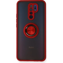 Redmi 9 Kılıf Montreal Yüzüklü Silikon Kapak - Kırmızı
