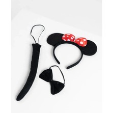 Minnie Mouse Kostüm Seti Taç Kuyruk Papyon Gösteri Seti