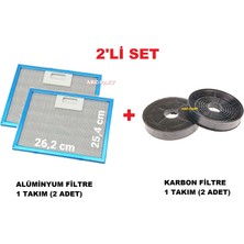 ARC-PART Esty 2240 X6 Inox Davlumbaz Alüminyum Filtre 26,2X25,3 cm - (2 Adet) + Karbon Filtre - 2'li Set