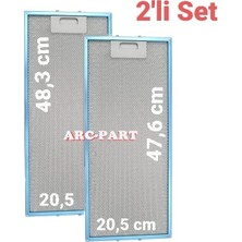 ARC-PART Silverline 1140 W6 Aspiratör Alüminyum Filtre - 2'li Set - (20,5X48,3 cm / 20,5X47,6 Cm)