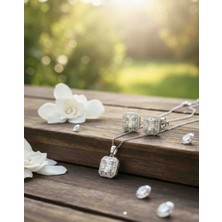 Generic 925 Ayar Gümüş Kadın Ikili Set -  Küpe ve Kolye Seti Baget Tasarım