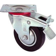 Servis Tekeri - Tablalı Frenli Siyah Döner - Çap 80 mm