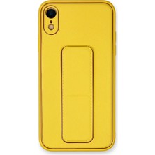Iphone Xr Kılıf Coco Deri Standlı Kapak - Sarı