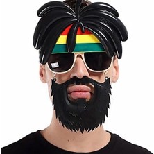 Rasta Peruklu Rasta Sakallı Bob Marley Bıyıklı Parti Gözlüğü 27X18 cm