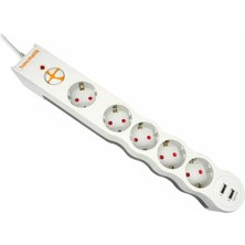 Tunçmatik Powersurge TSK5015 1050 Joules 5'li Beyaz /1.,5m /usb'li Akım Korumalı Priz